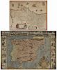 Two Early Hand-Colored Maps, Spain and
