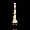 Chinese Carved Ivory Tower on Wood Base