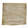Sabadell, Spain, 1590, Manuscript Marriage Agreement on Parchment. Large vellum document in a scribal hand from the Diocese o
