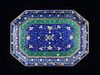MUGHAL ENAMELLED TRAY WITH EMBOSSED GEMS 