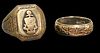 Sterling Silver Insignia Ring & 14K Gold Southwestern Style Band Ring