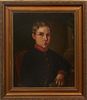 Continental School, "Portrait of a Young Officer," 19th c., oil on panel, unsigned, with a "Muller Paris" stamp en verso, presented in a gilt frame, H
