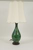Mid 20th C. Blue Green Glaze Ceramic Table Lamp.