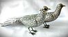 Pair Of Spanish Silver Pheasants Table Toys With Dark Ruby Glass Eyes C 1950/60