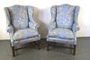 Pair of Georgian Syle Upholstered Wingback Chairs