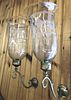 Pair of Etched Glass Hurricane Sconces