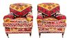 George Smith Style Kilim Covered Arm Chairs, 2
