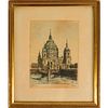 Antique Etching, Berlin Cathedral, Germany