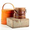 3pc Vintage Wooden Box and Containers with Lids