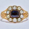 ANTIQUE SAPPHIRE AND PEARL CLUSTER RING