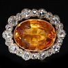 VICTORIAN CITRINE AND DIAMOND CLUSTER BROOCH