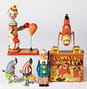 Five lithographed tin wind-up toys