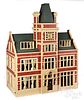 Large handcrafted painted wood dollhouse
