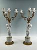 Pair of Sevres Style Bisque Porcelain and Gilt Bronze Candelabra