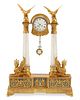 A large French Empire-style gilt-bronze mantle clock