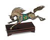 A Chinese silver and enamel horse sculpture