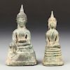Two 18th C. Bronze Buddha Statues, Laos