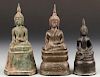 3 Antique Bronze Laos Buddha Statues, 18th/19th C