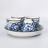 A Blue And White Porcelain Tea Set With Tray | ถ้วยชารูปไข่กระเบื้องเคลือบน้ำเงินขาว