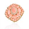 David Webb 18K Yellow Gold Pink Coral Cluster And Diamond Brooch 