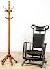 Antique Bentwood Rocker and Spindle Coat Tree