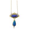 DURAND & CO. BLACK OPAL, DIAMOND & ENAMELED YELLOW GOLD NECKLACE