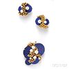 18kt Gold, Lapis, and Cultured Pearl Suite, Grosse