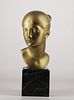 Golden bronze woman head sculpture Hans Lutkens