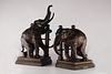 Pair of wood elephant bookends