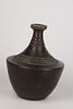 Curved ovoid ceramic vase, Incised signature "Jean Besnard".