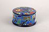 Hand-decorated ceramic box marked Emaux de Longwy