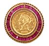 US 1901 Half Eagle Five Dollar Gold Coin Brooch