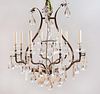 LOUIS XV STYLE GILT-METAL-MOUNTED FACETED-GLASS AND ROCK-CRYSTAL EIGHT-LIGHT CHANDELIER