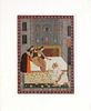 Indian Miniature Painting of Two Women and Man