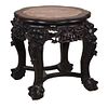 Asian Carved Hardwood Marble Top Table