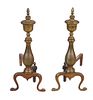 Pair of Urn Top Brass and Iron Andirons
