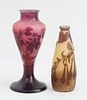TWO GALLÉ CAMEO CUT GLASS SMALL VASES