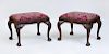 PAIR OF GEORGE III STYLE CARVED MAHOGANY STOOLS, LATE 19TH CENTURY