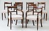 SET OF EIGHT REGENCY BRASS INLAID MAHOGANY DINING CHAIRS