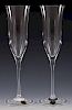 Pair Waterford Trumpet Champagne Flutes