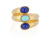 A lapis lazuli, turquoise and diamond ring