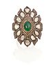 An Indian emerald and diamond ring