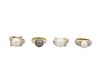 Four cultured pearl rings