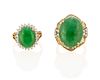 Two jade and diamond rings