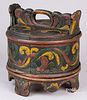 Scandinavian carved and painted bucket, 19th c.