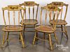 Set of four painted arrowback chairs, 19th c.
