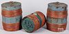 Pair of Scandinavian painted canisters and a keg