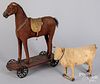 Two animal pull toys, ca. 1900