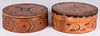 Two vibrant Scandinavian painted bentwood band box