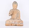 Chinese Carved Wooden Seated Buddha Figure